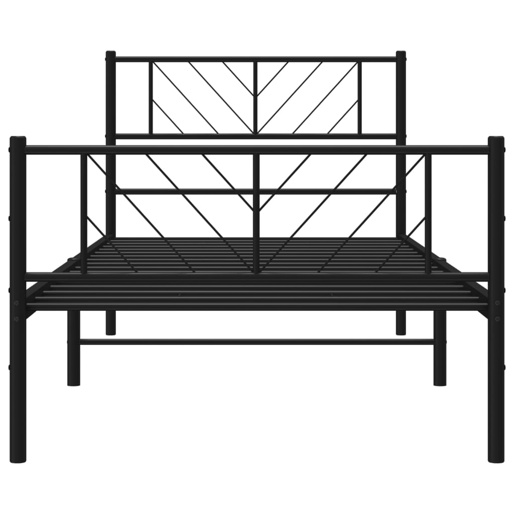 sengeramme med sengegavl og fodgærde 80x200 cm metal sort
