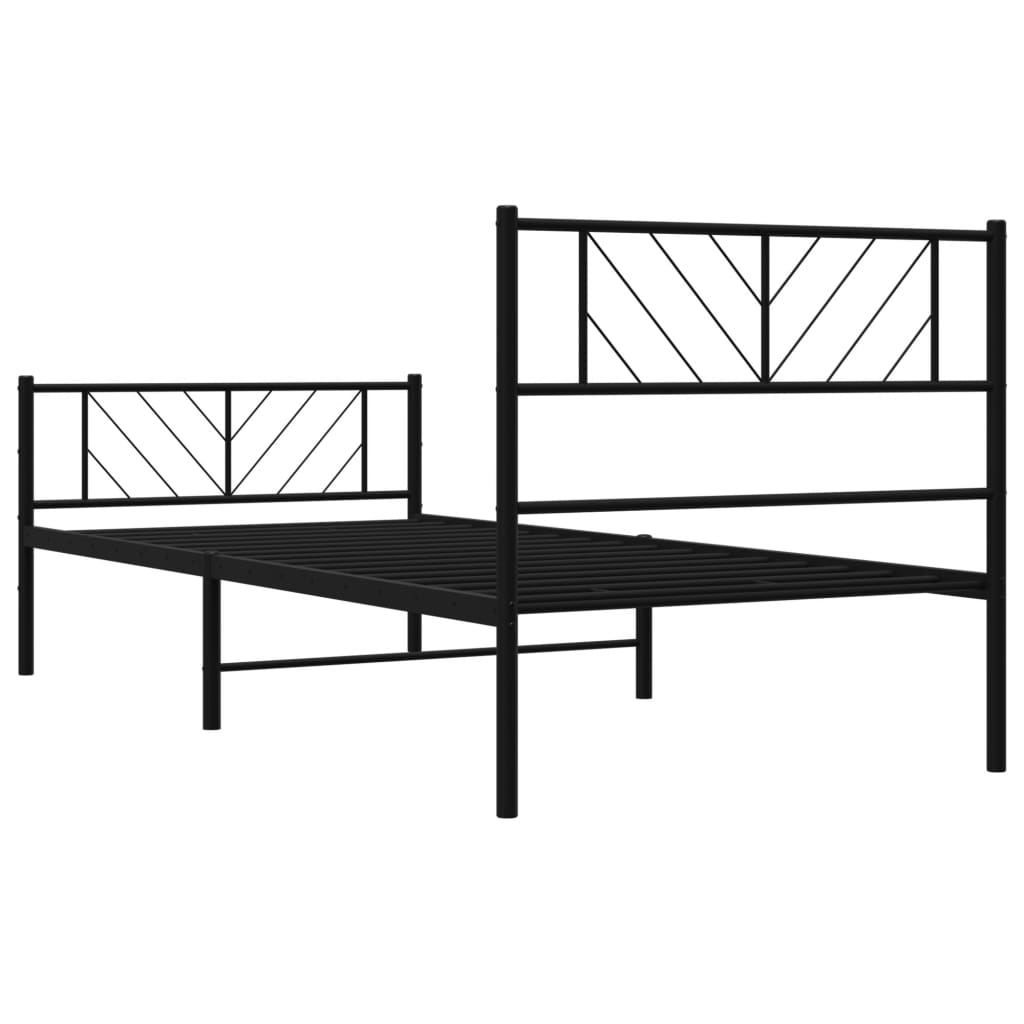 sengeramme med sengegavl og fodgærde 80x200 cm metal sort