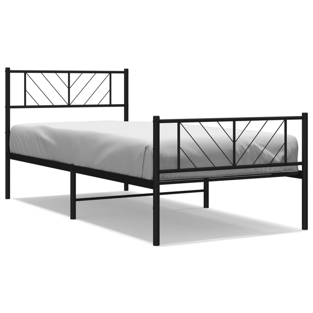 sengeramme med sengegavl og fodgærde 90x200 cm metal sort