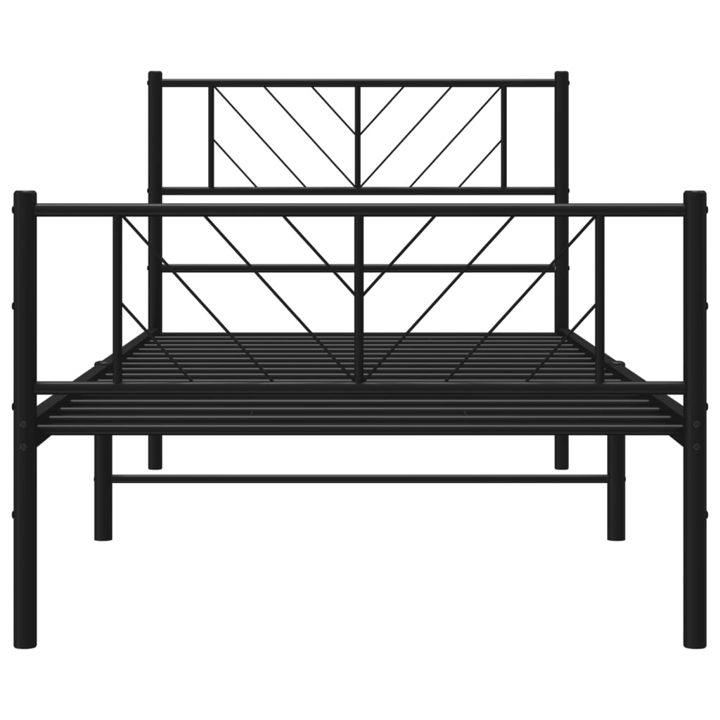 sengeramme med sengegavl og fodgærde 90x200 cm metal sort