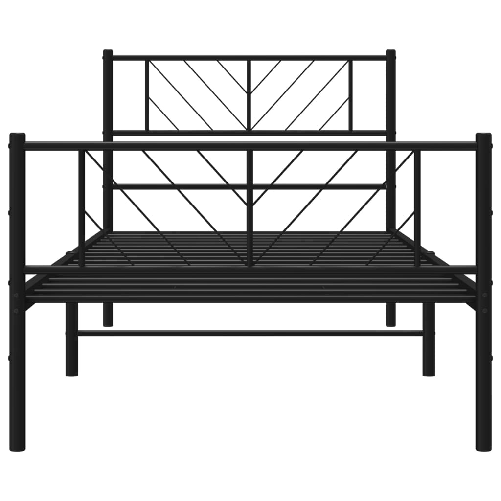 sengeramme med sengegavl og fodgærde 100x200 cm metal sort
