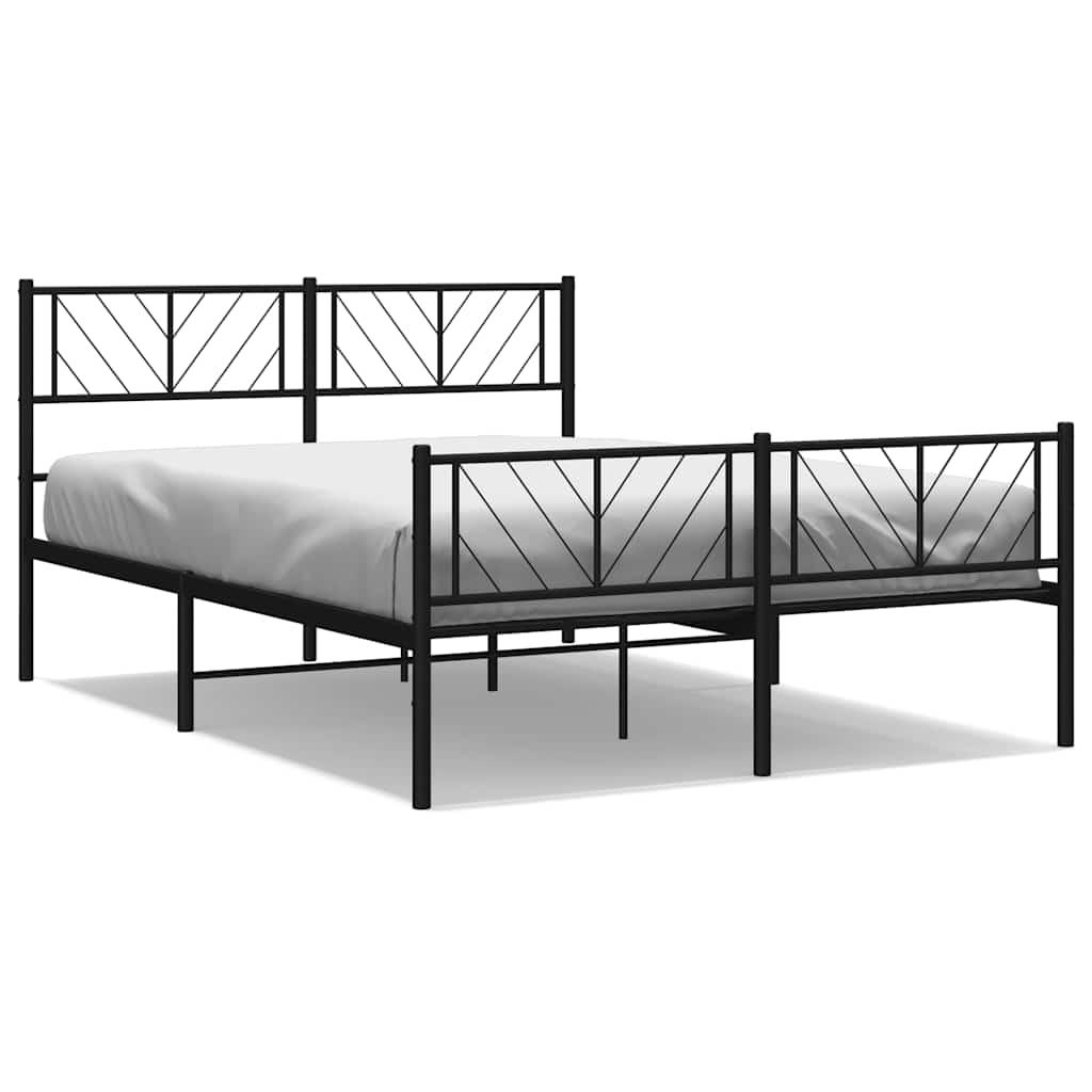 sengeramme med sengegavl og fodgærde 135x190 cm metal sort