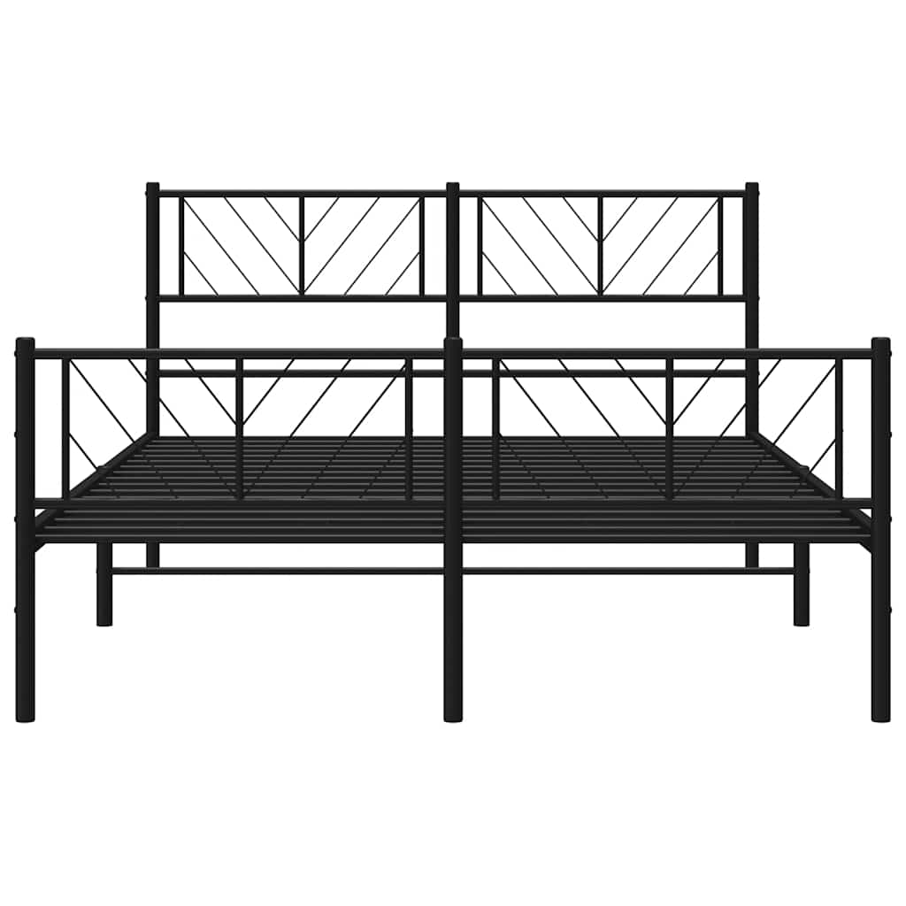 sengeramme med sengegavl og fodgærde 135x190 cm metal sort