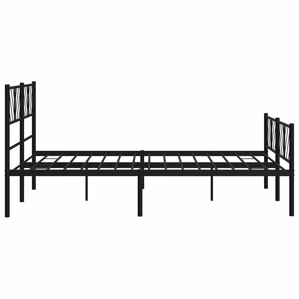 sengeramme med sengegavl og fodgærde 135x190 cm metal sort