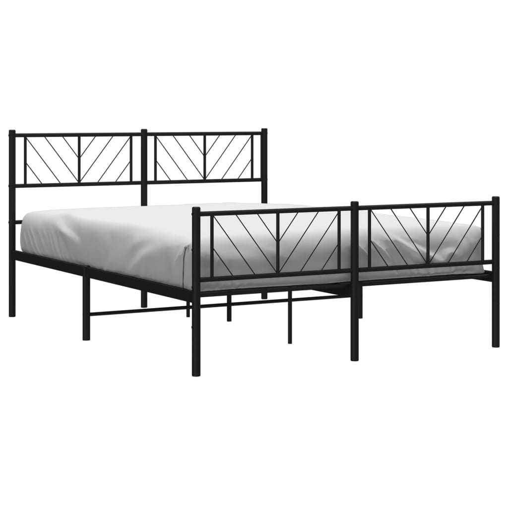 sengeramme med sengegavl og fodgærde 140x200 cm metal sort