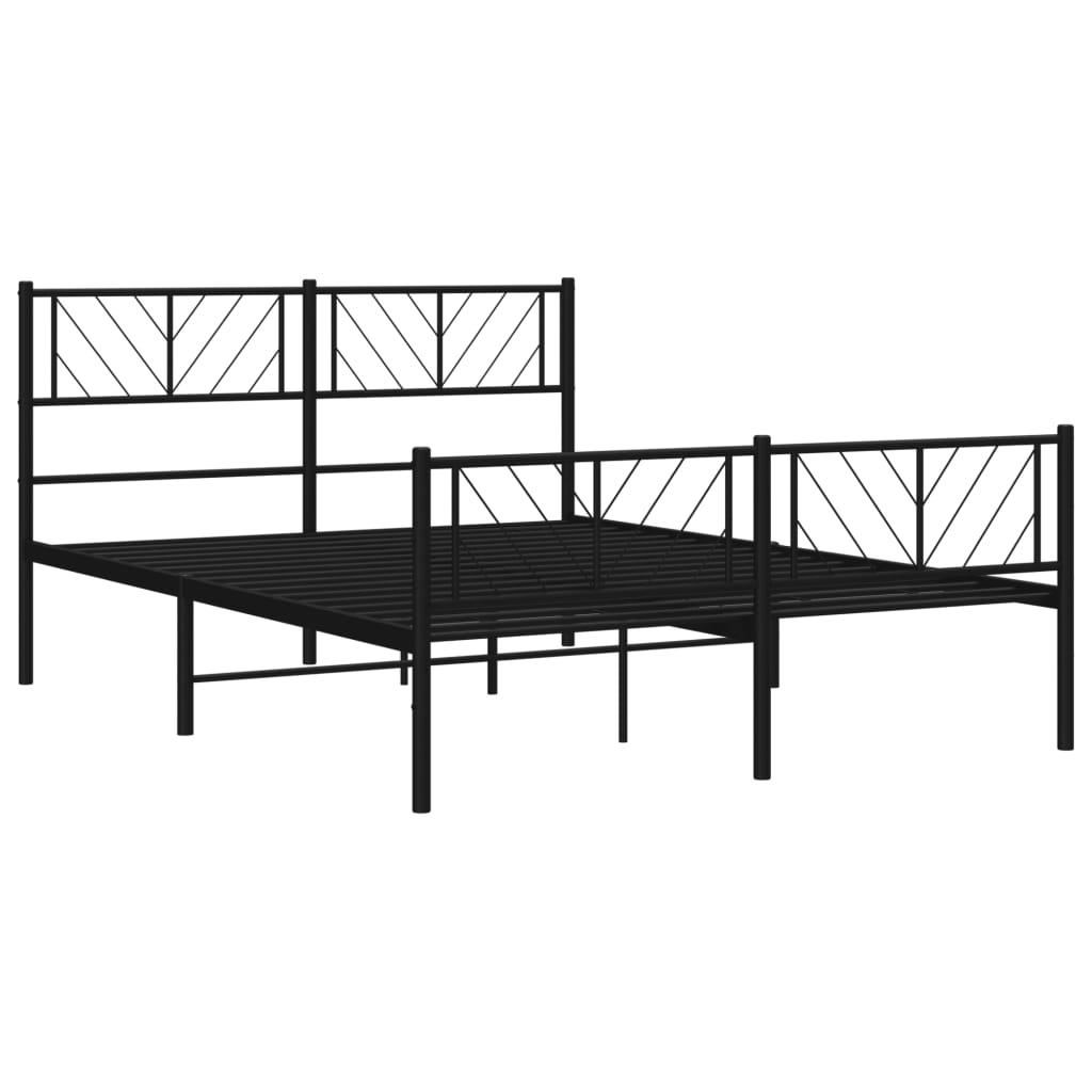 sengeramme med sengegavl og fodgærde 140x200 cm metal sort
