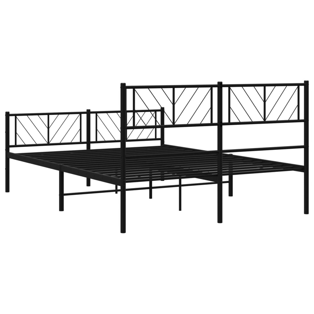 sengeramme med sengegavl og fodgærde 140x200 cm metal sort