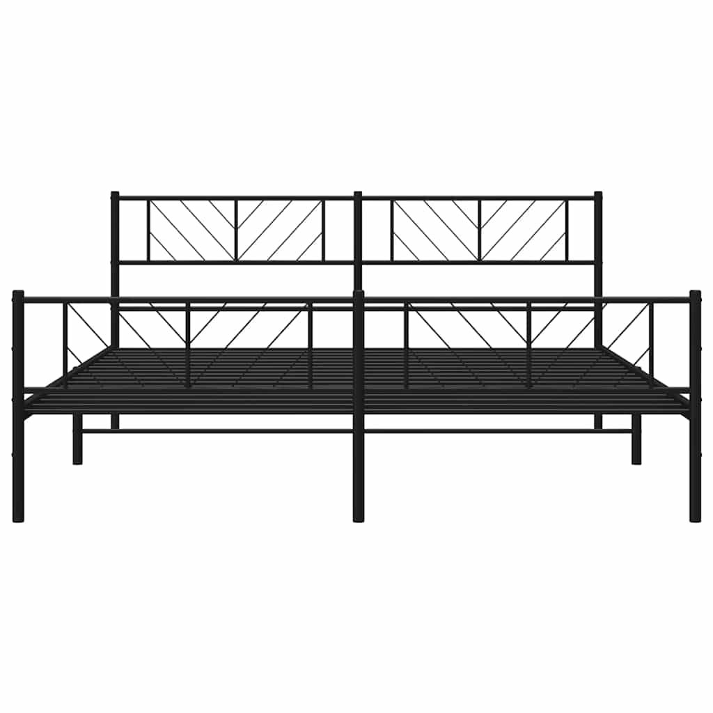 sengeramme med sengegavl og fodgærde 183x213 cm metal sort