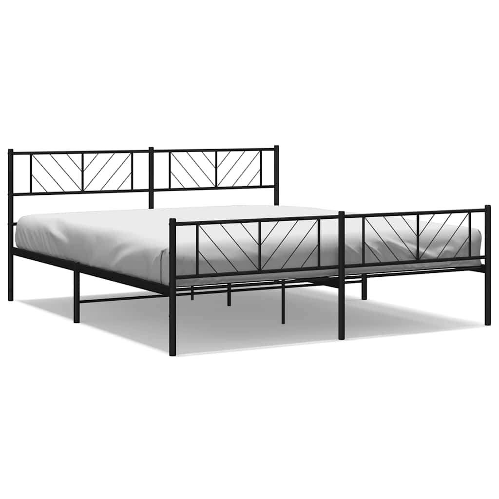 sengeramme med sengegavl og fodgærde 193x203 cm metal sort