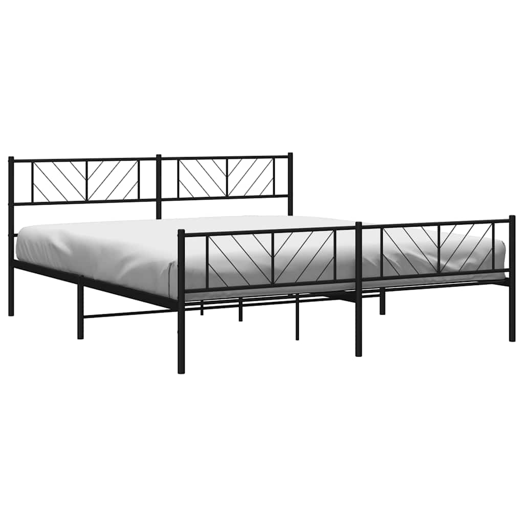 sengeramme med sengegavl og fodgærde 193x203 cm metal sort