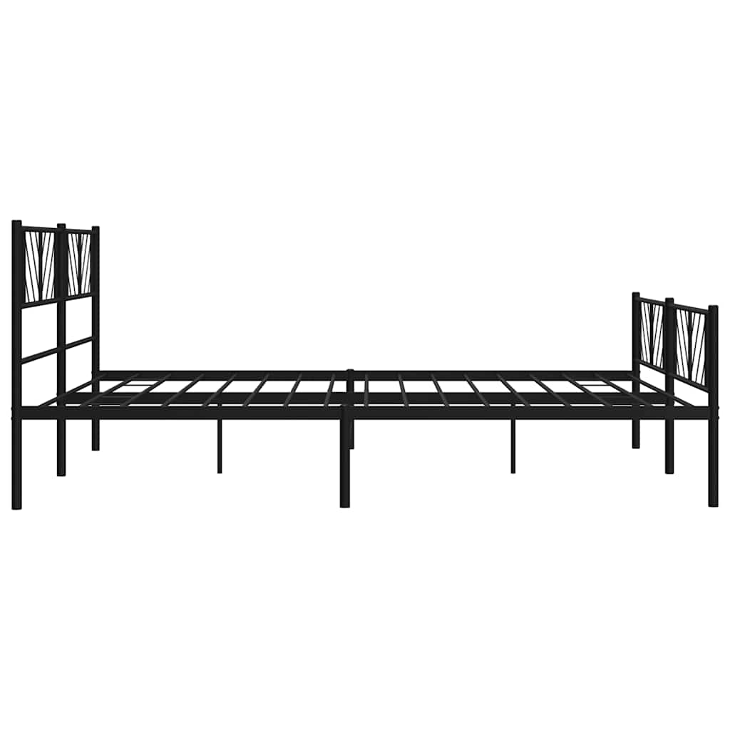 sengeramme med sengegavl og fodgærde 193x203 cm metal sort