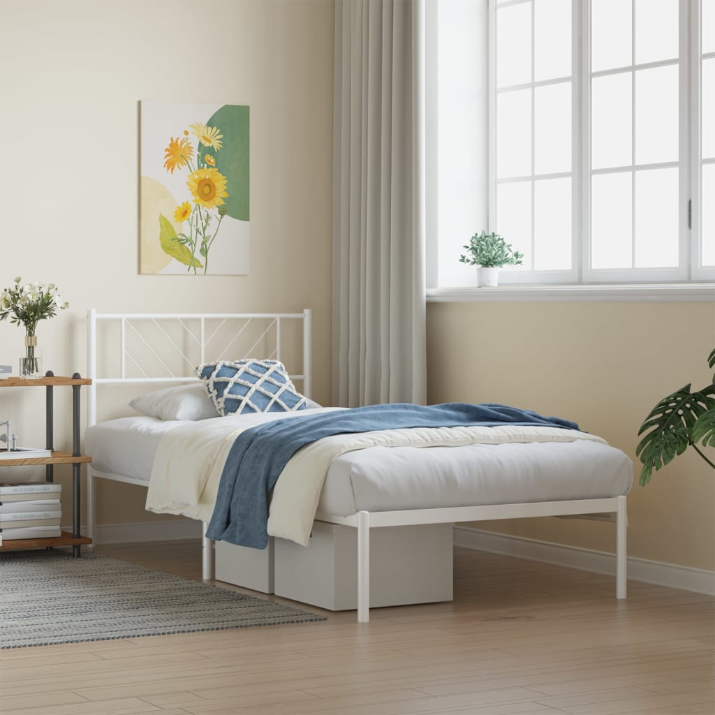 sengeramme med sengegavl 80x200 cm metal hvid