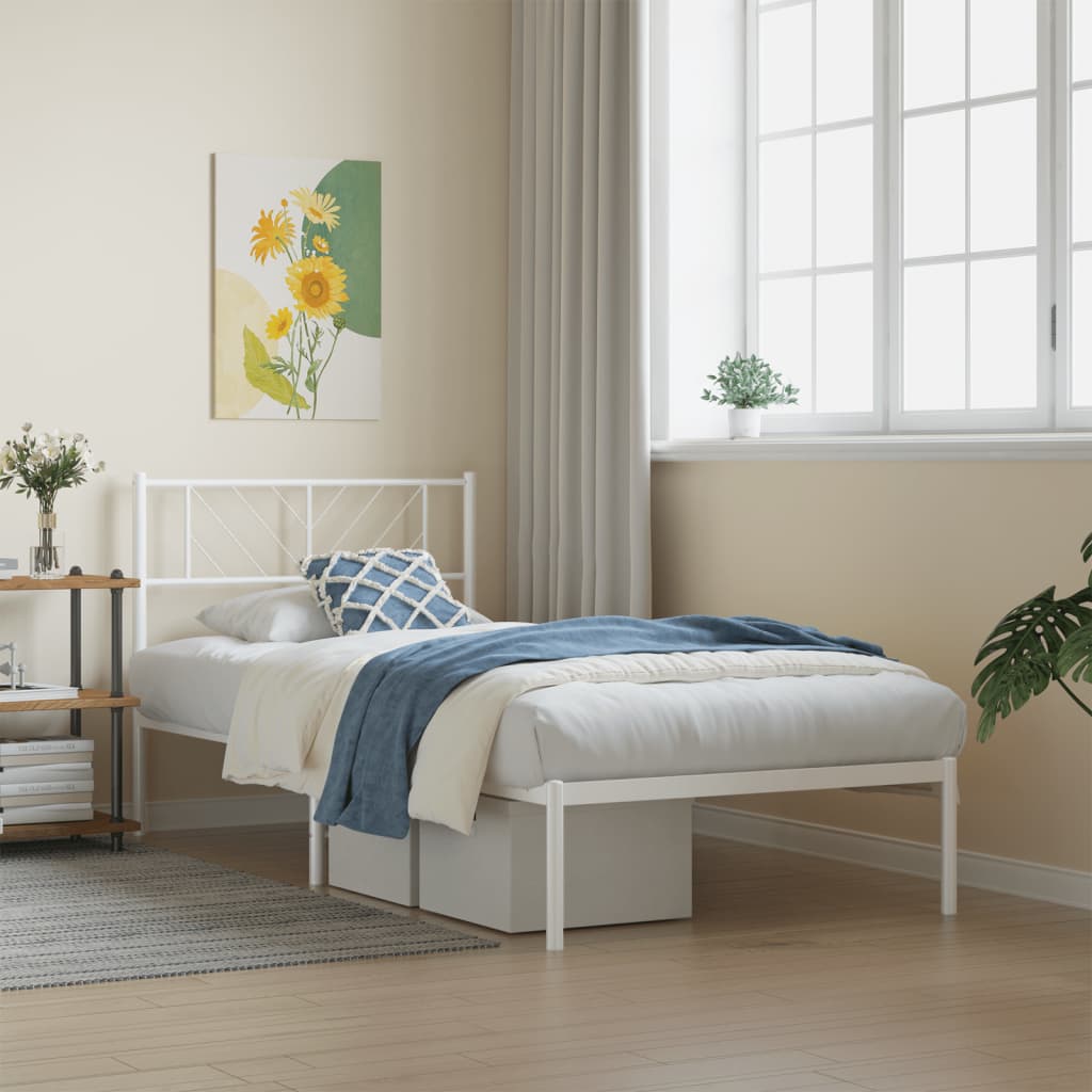 sengeramme med sengegavl 90x200 cm metal hvid