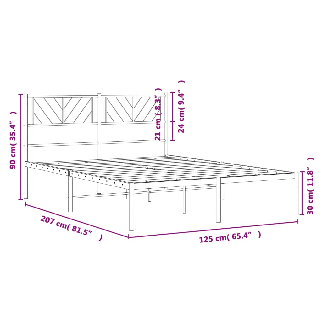 sengeramme med sengegavl 120x200 cm metal hvid