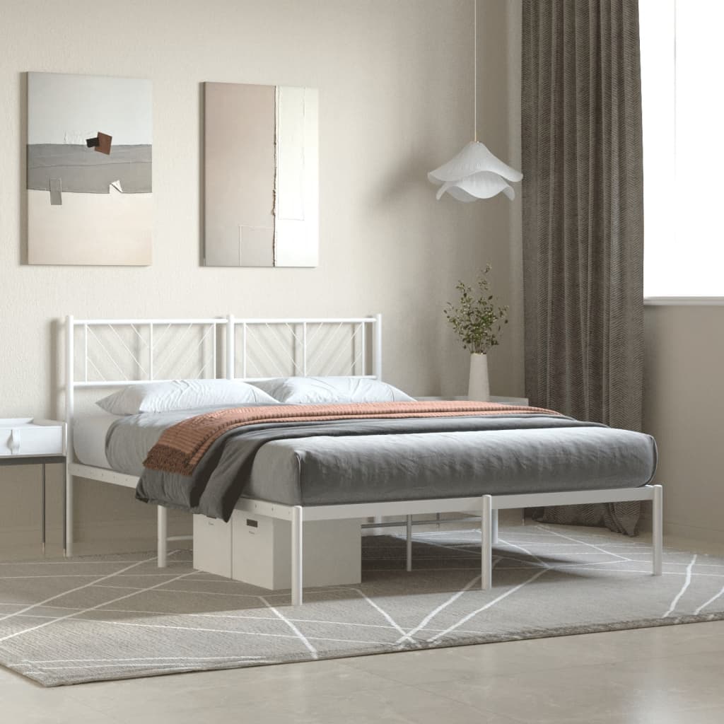 sengeramme med sengegavl 120x200 cm metal hvid