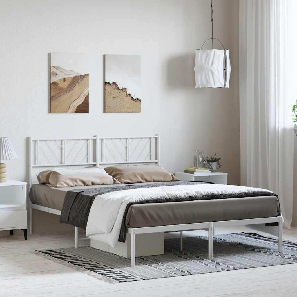 sengeramme med sengegavl 135x190 cm metal hvid