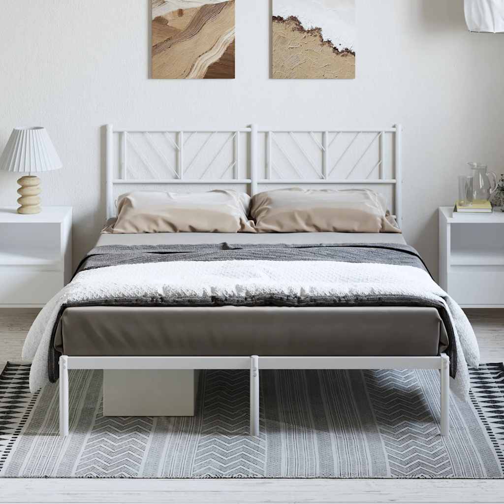 sengeramme med sengegavl 135x190 cm metal hvid