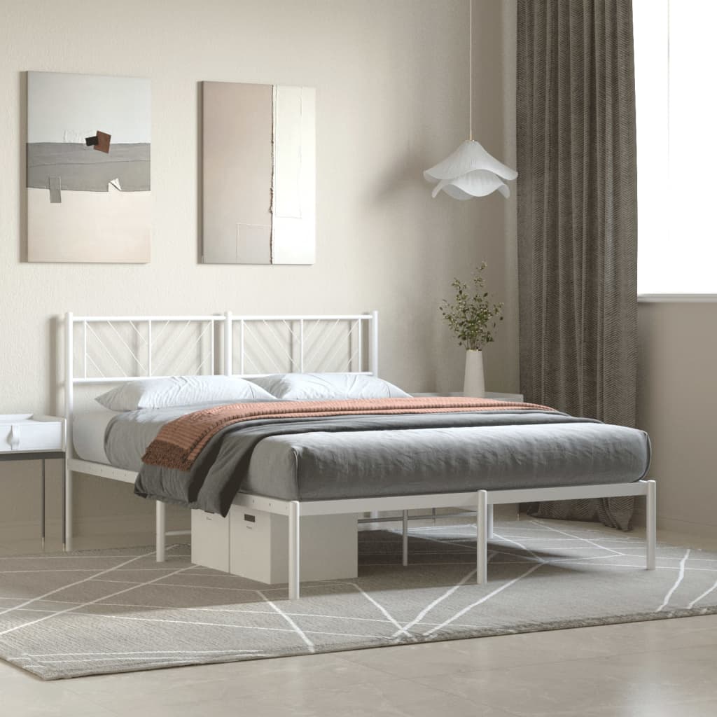 sengeramme med sengegavl 140x200 cm metal hvid