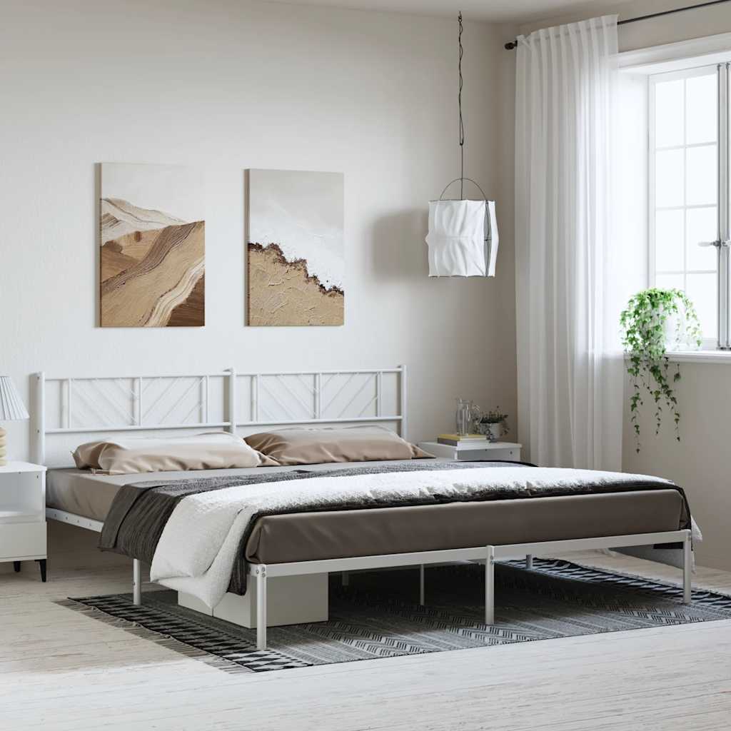 sengeramme med sengegavl 183x213 cm metal hvid