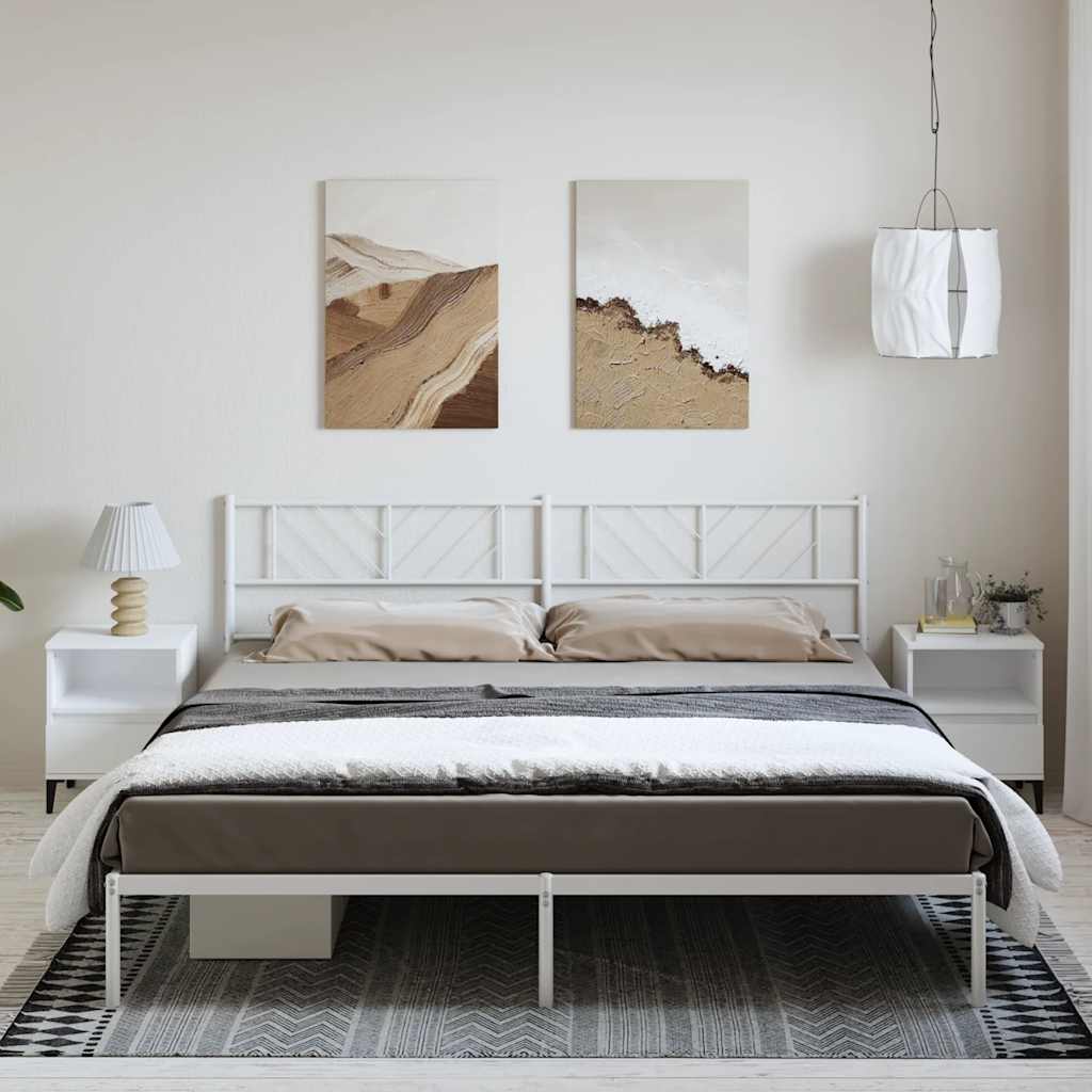 sengeramme med sengegavl 183x213 cm metal hvid