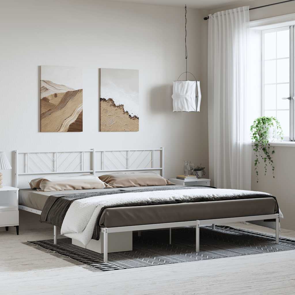 sengeramme med sengegavl 193x203 cm metal hvid