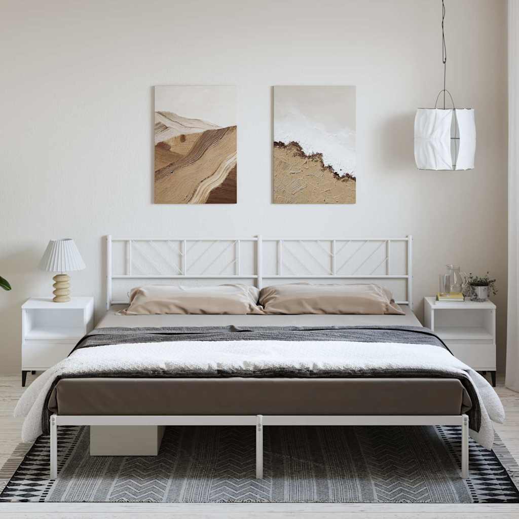 sengeramme med sengegavl 193x203 cm metal hvid
