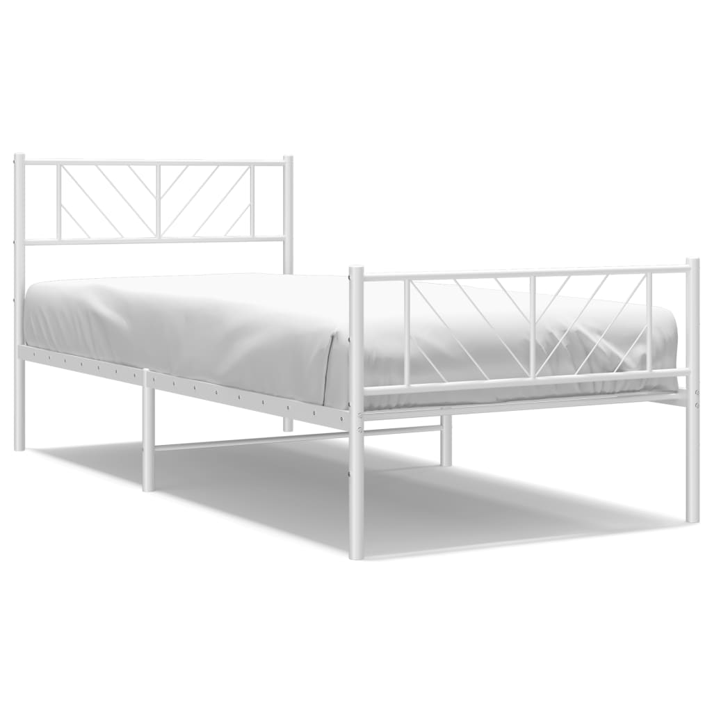 sengeramme med sengegavl og fodgærde 107x203 cm metal hvid