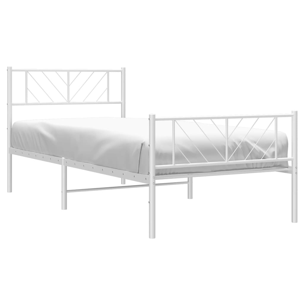 sengeramme med sengegavl og fodgærde 107x203 cm metal hvid