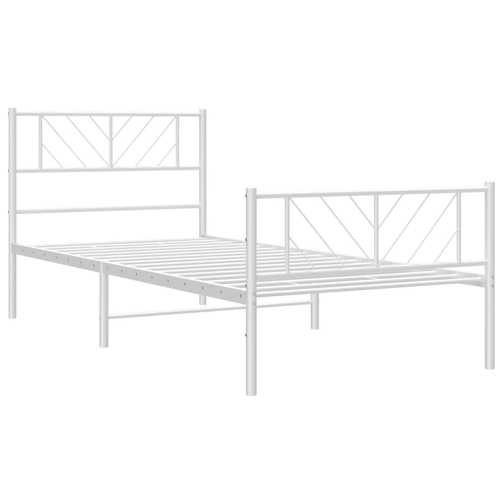 sengeramme med sengegavl og fodgærde 107x203 cm metal hvid