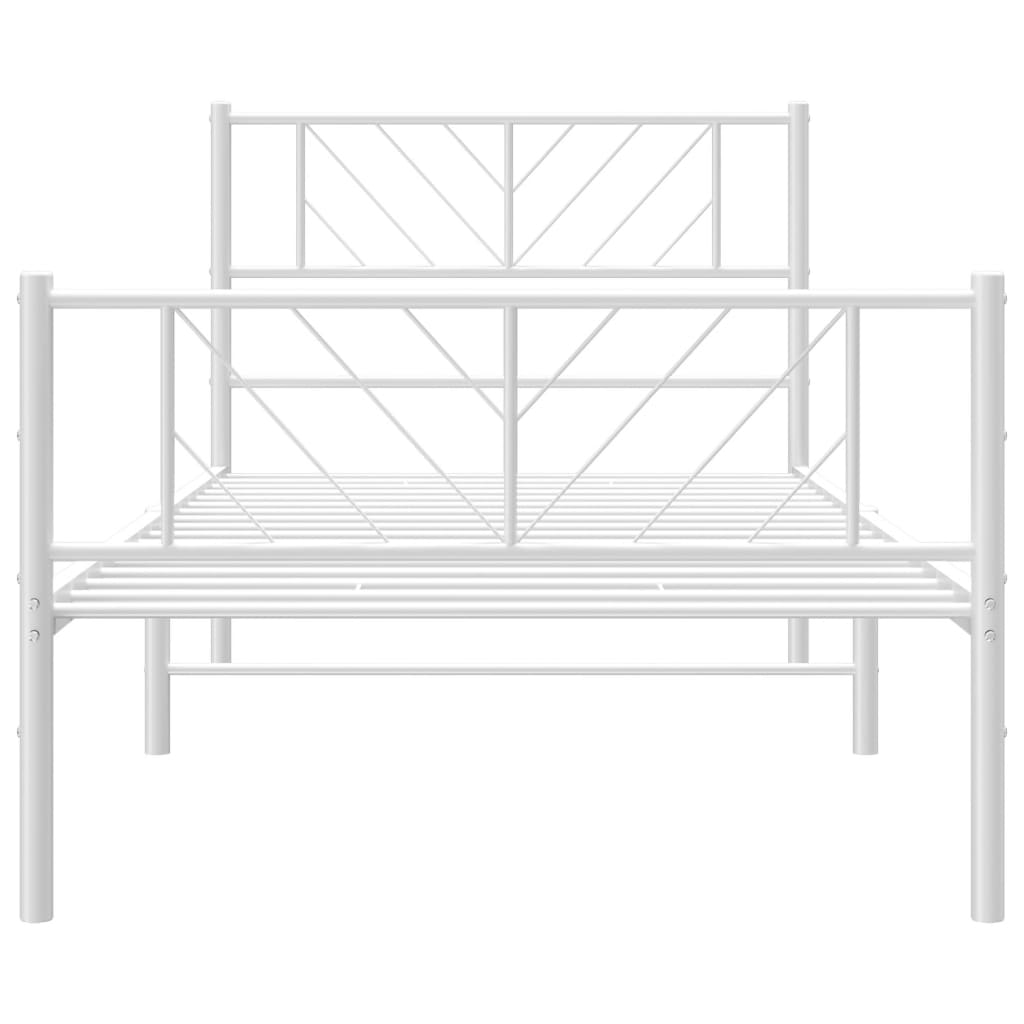 sengeramme med sengegavl og fodgærde 107x203 cm metal hvid