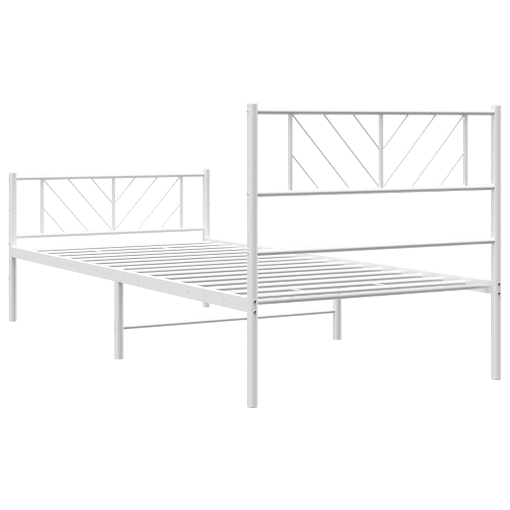 sengeramme med sengegavl og fodgærde 107x203 cm metal hvid