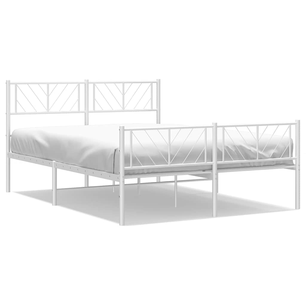 sengeramme med sengegavl og fodgærde 135x190 cm metal hvid