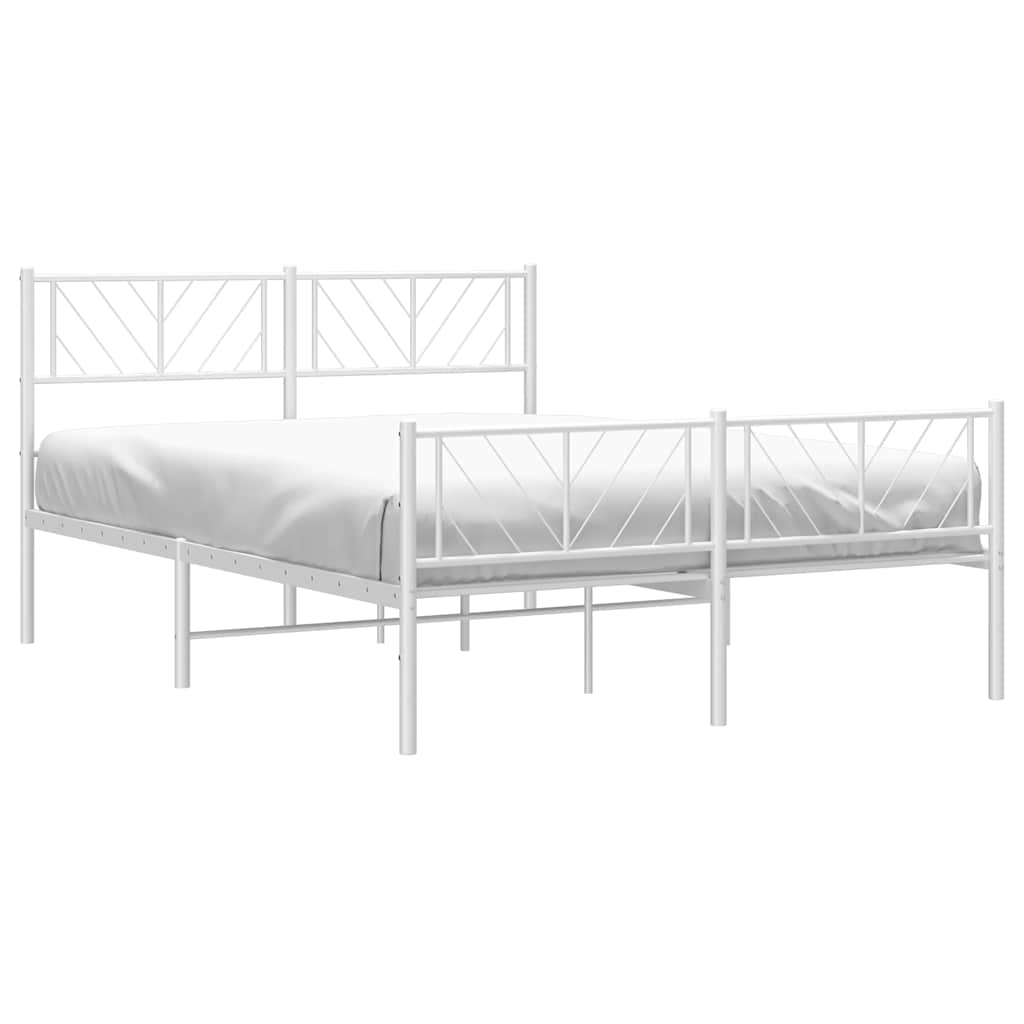 sengeramme med sengegavl og fodgærde 135x190 cm metal hvid