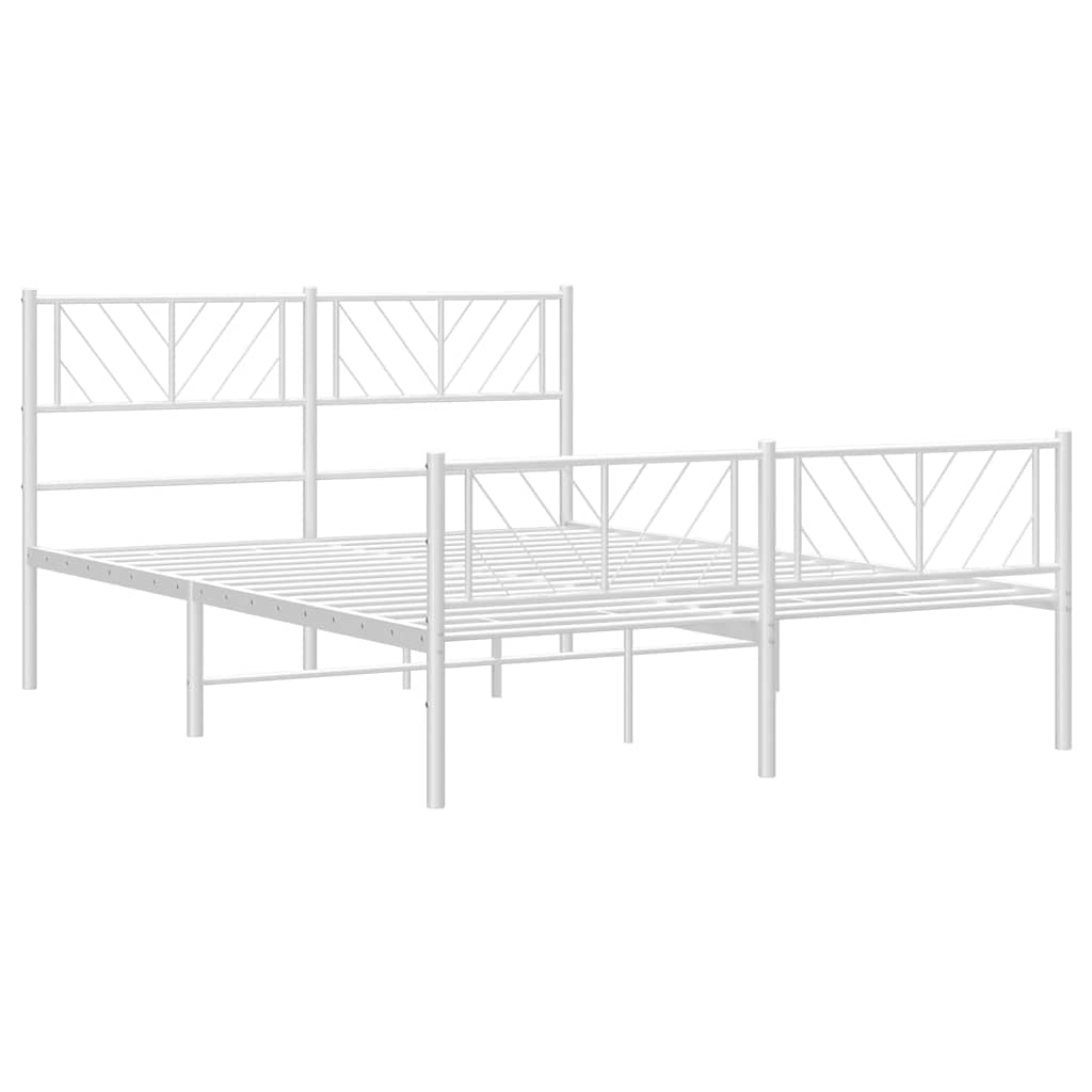 sengeramme med sengegavl og fodgærde 135x190 cm metal hvid