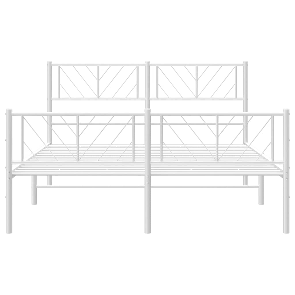 sengeramme med sengegavl og fodgærde 150x200 cm metal hvid