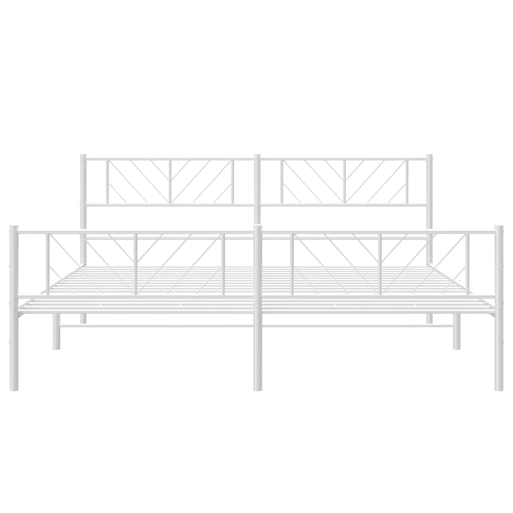 sengeramme med sengegavl og fodgærde 180x200 cm metal hvid