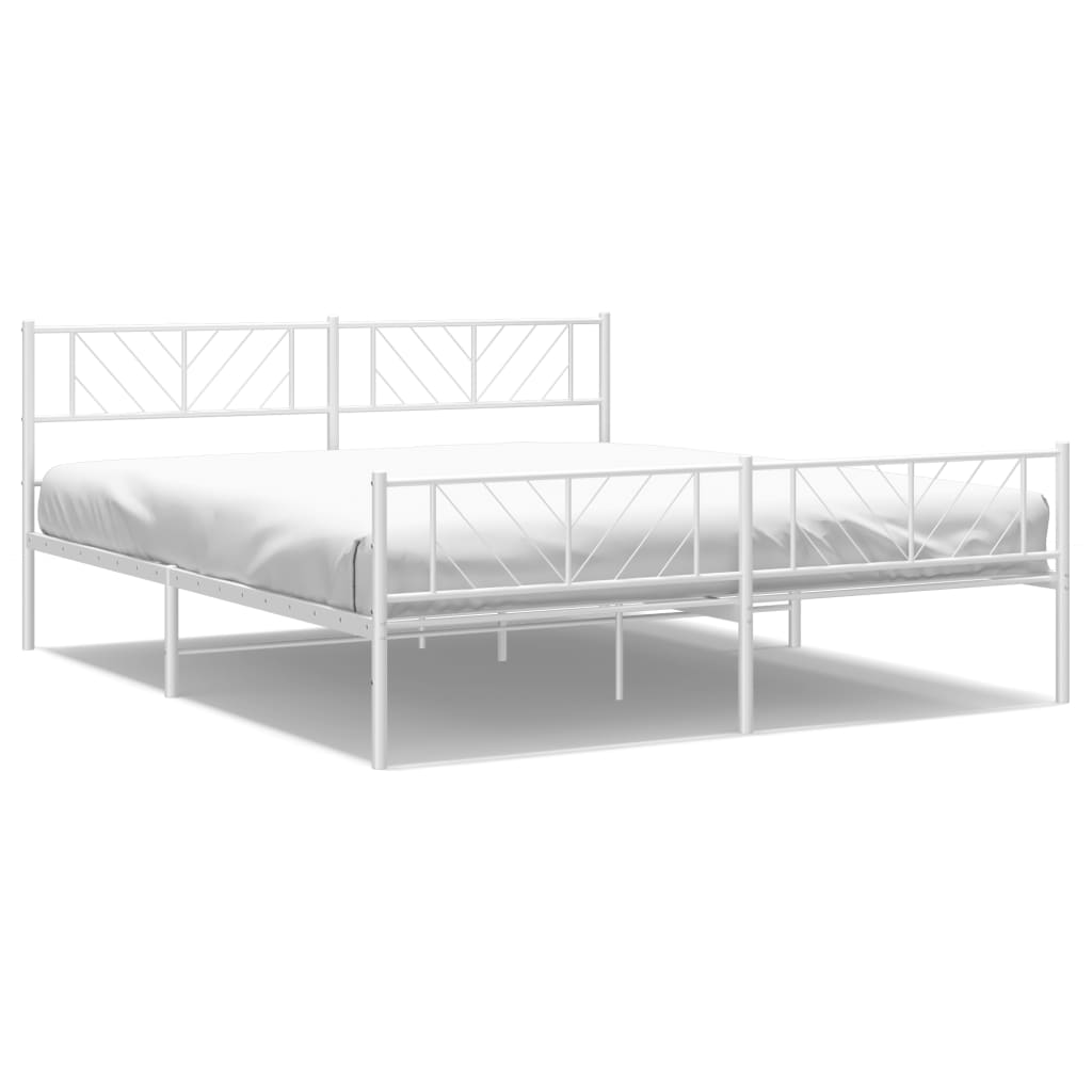 sengeramme med sengegavl og fodgærde 183x213 cm metal hvid