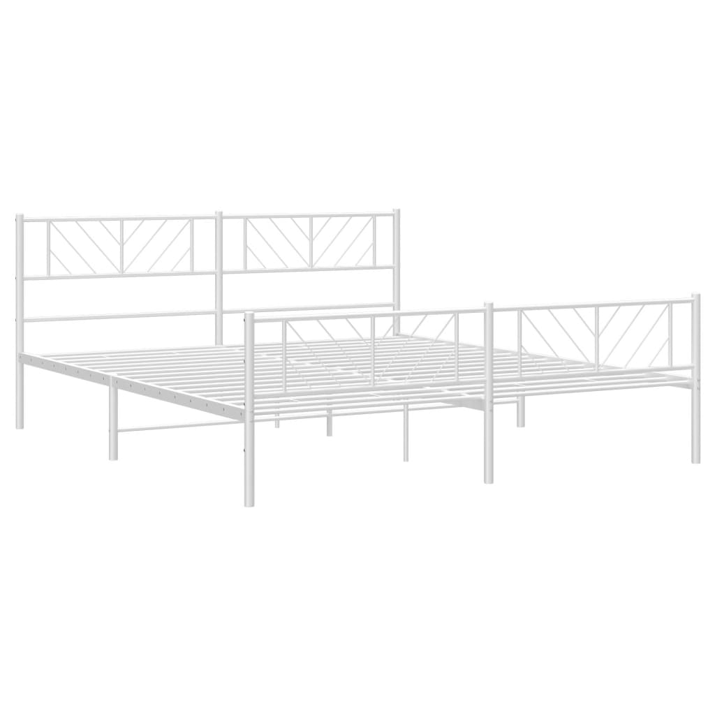 sengeramme med sengegavl og fodgærde 183x213 cm metal hvid