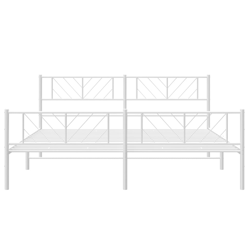 sengeramme med sengegavl og fodgærde 183x213 cm metal hvid