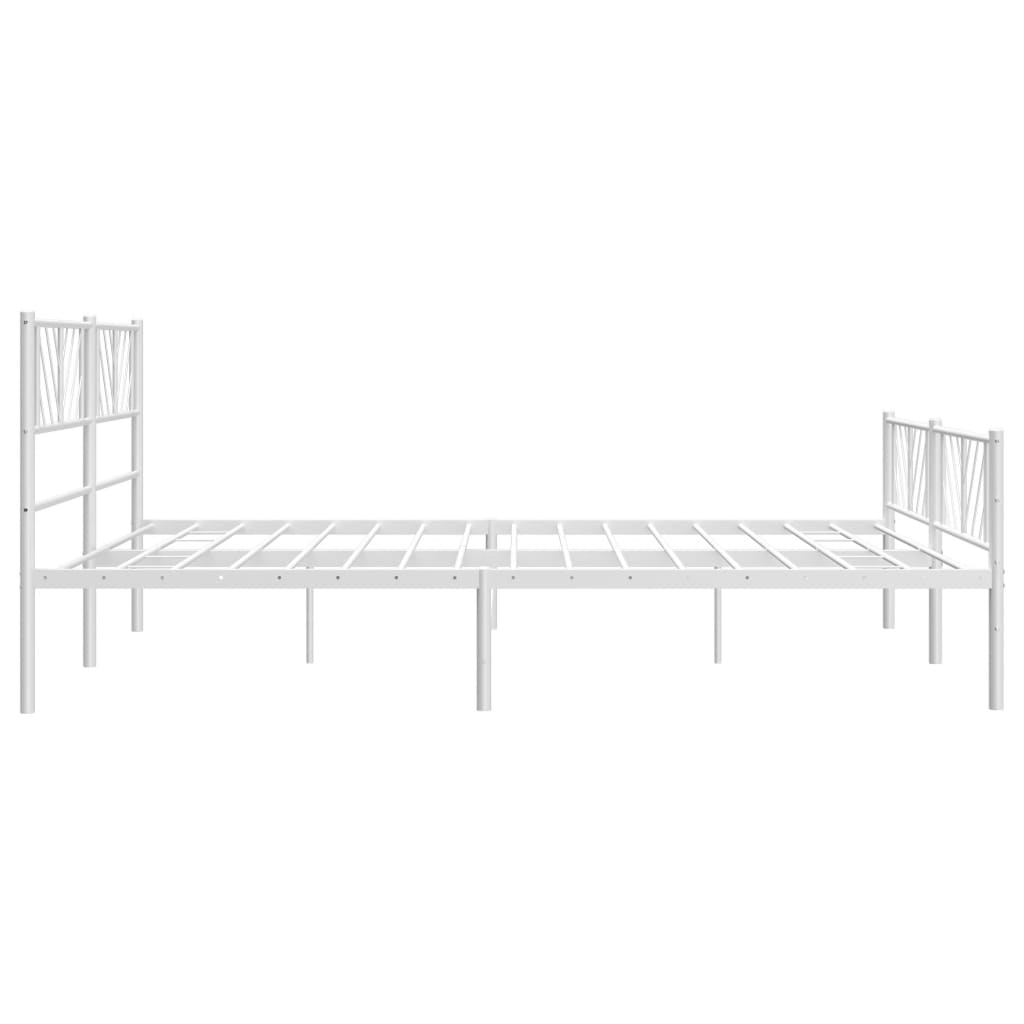 sengeramme med sengegavl og fodgærde 183x213 cm metal hvid