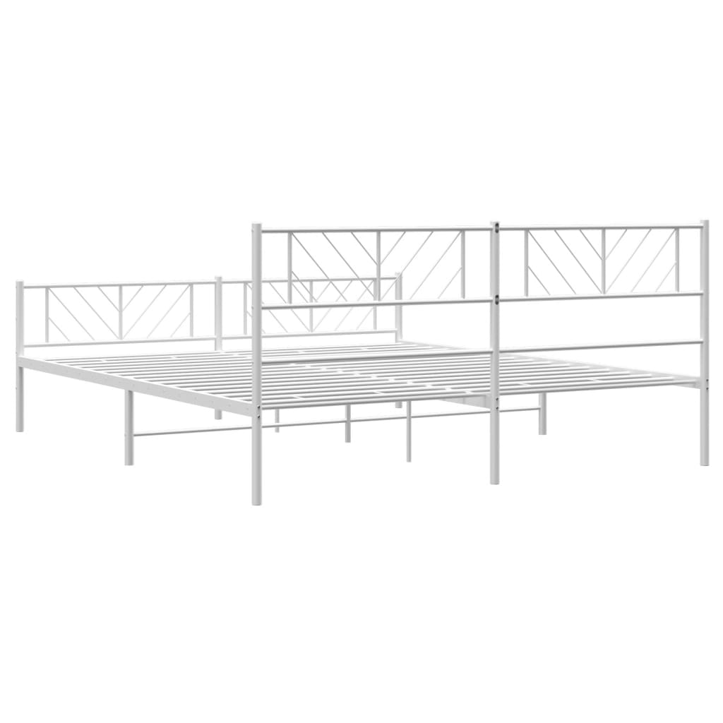 sengeramme med sengegavl og fodgærde 183x213 cm metal hvid
