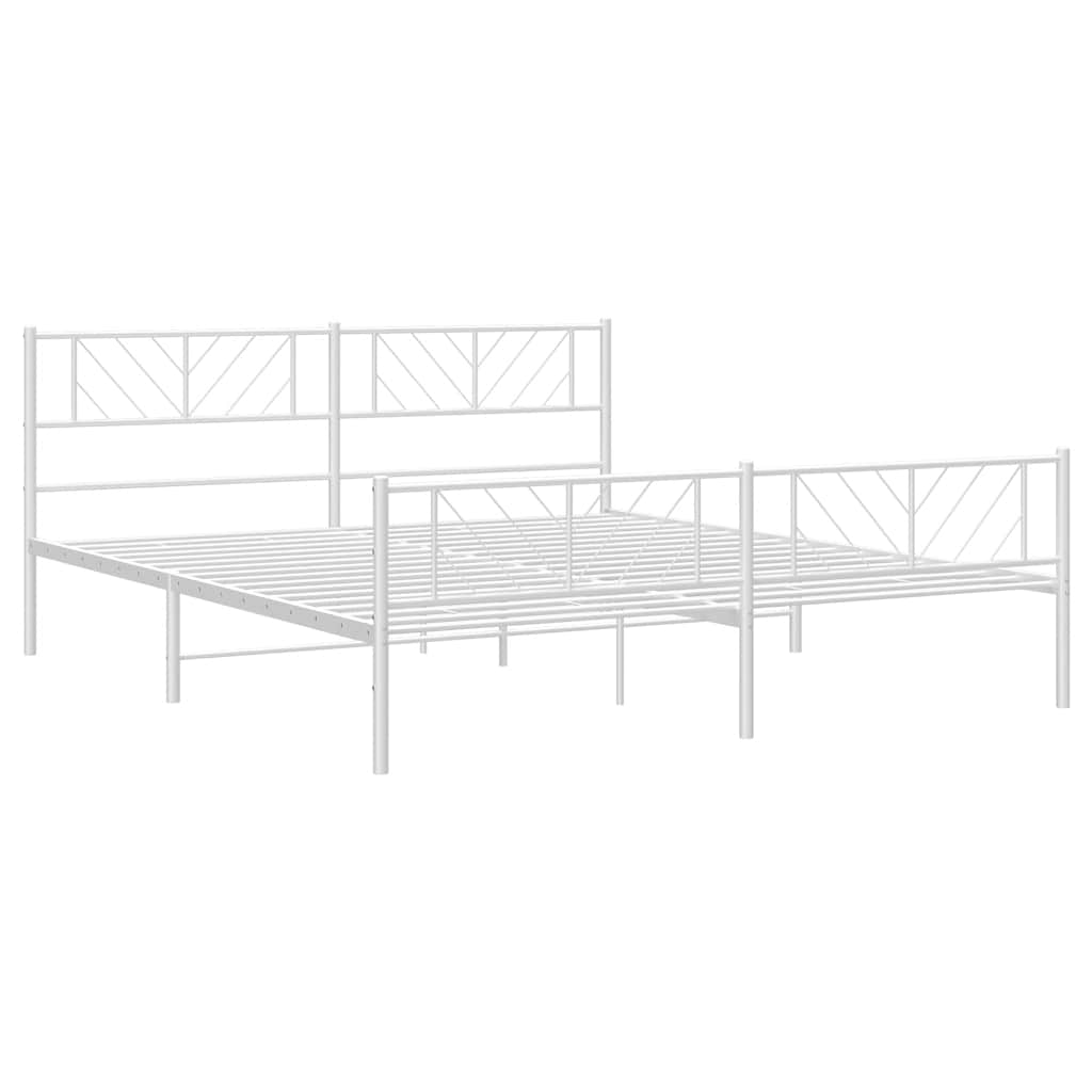 sengeramme med sengegavl og fodgærde 193x203 cm metal hvid