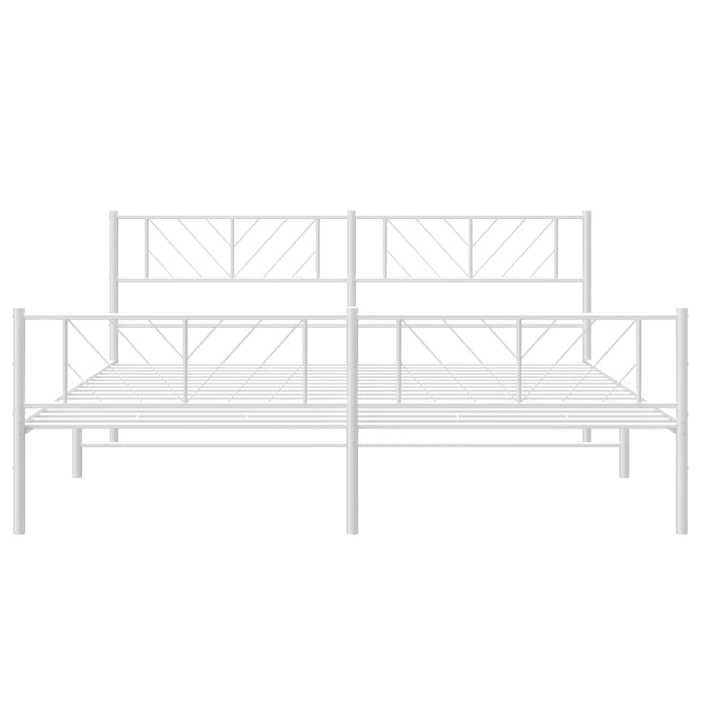 sengeramme med sengegavl og fodgærde 193x203 cm metal hvid