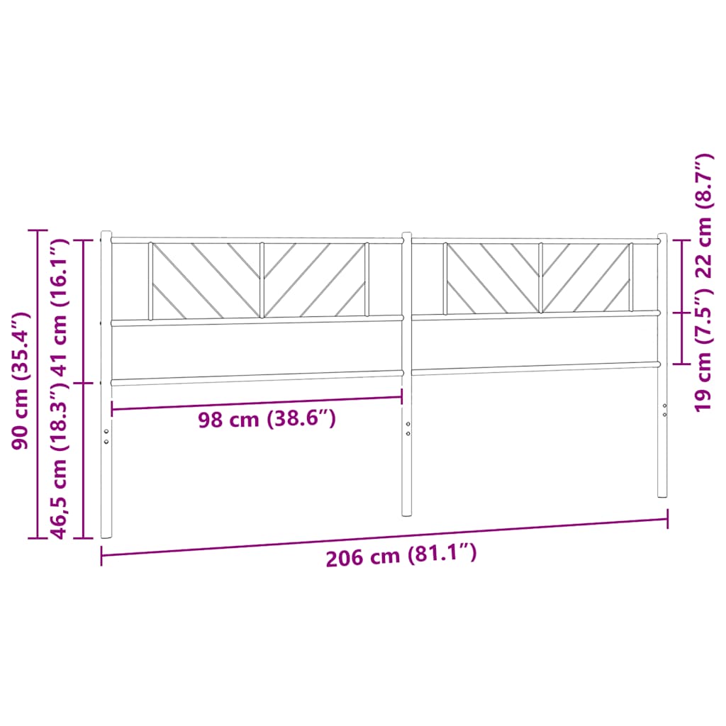 udskiftningsgavl 200 cm metal hvid