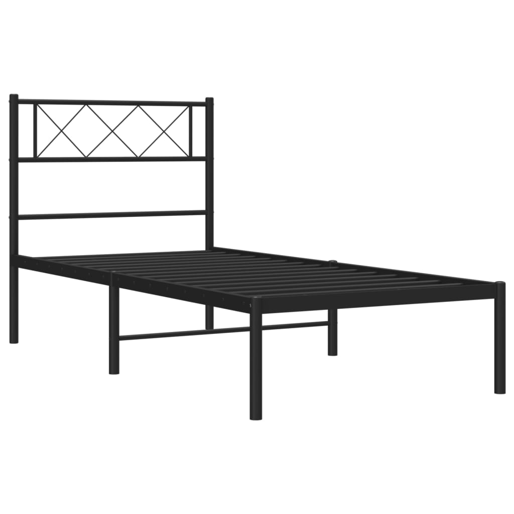 sengeramme med sengegavl 75x190 cm metal sort