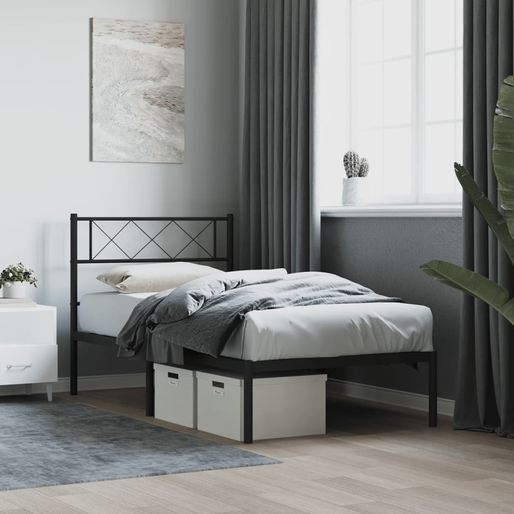 sengeramme med sengegavl 75x190 cm metal sort
