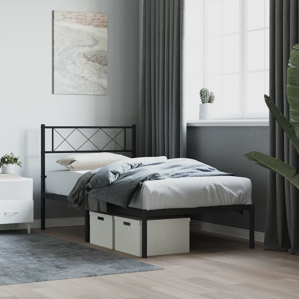 sengeramme med sengegavl 80x200 cm metal sort