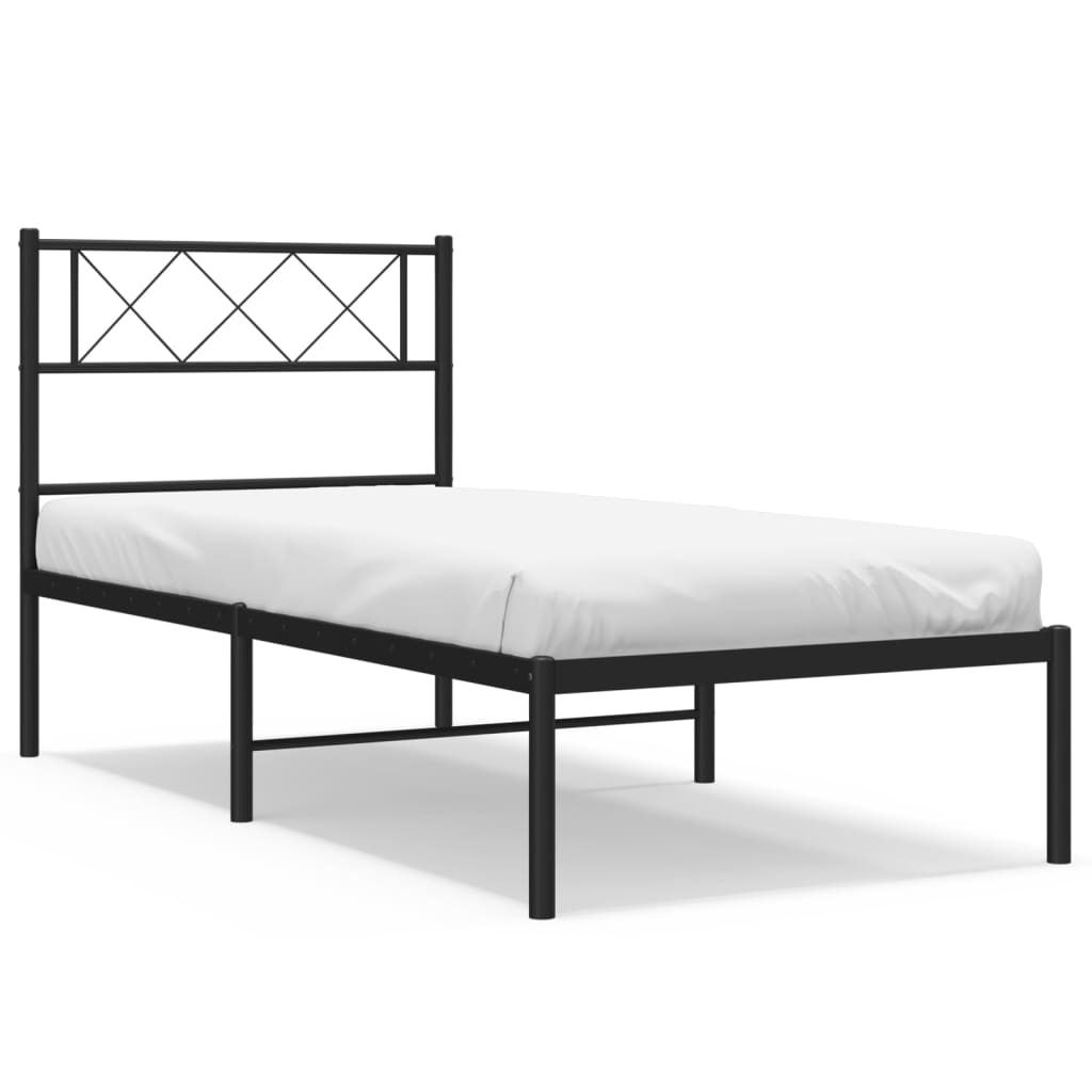 sengeramme med sengegavl 90x190 cm metal sort