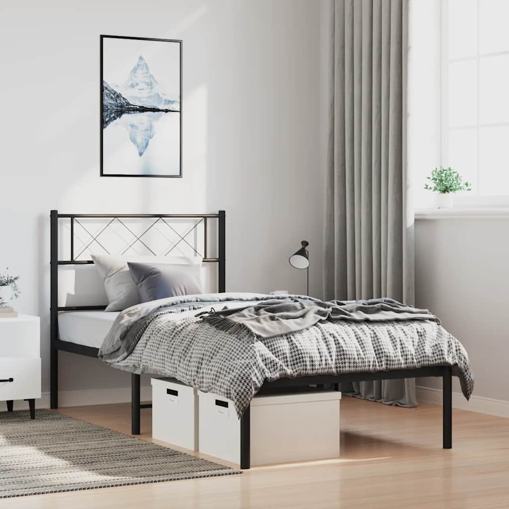sengeramme med sengegavl 100x200 cm metal sort