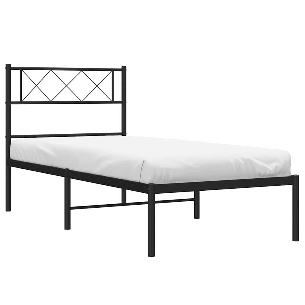 sengeramme med sengegavl 100x200 cm metal sort